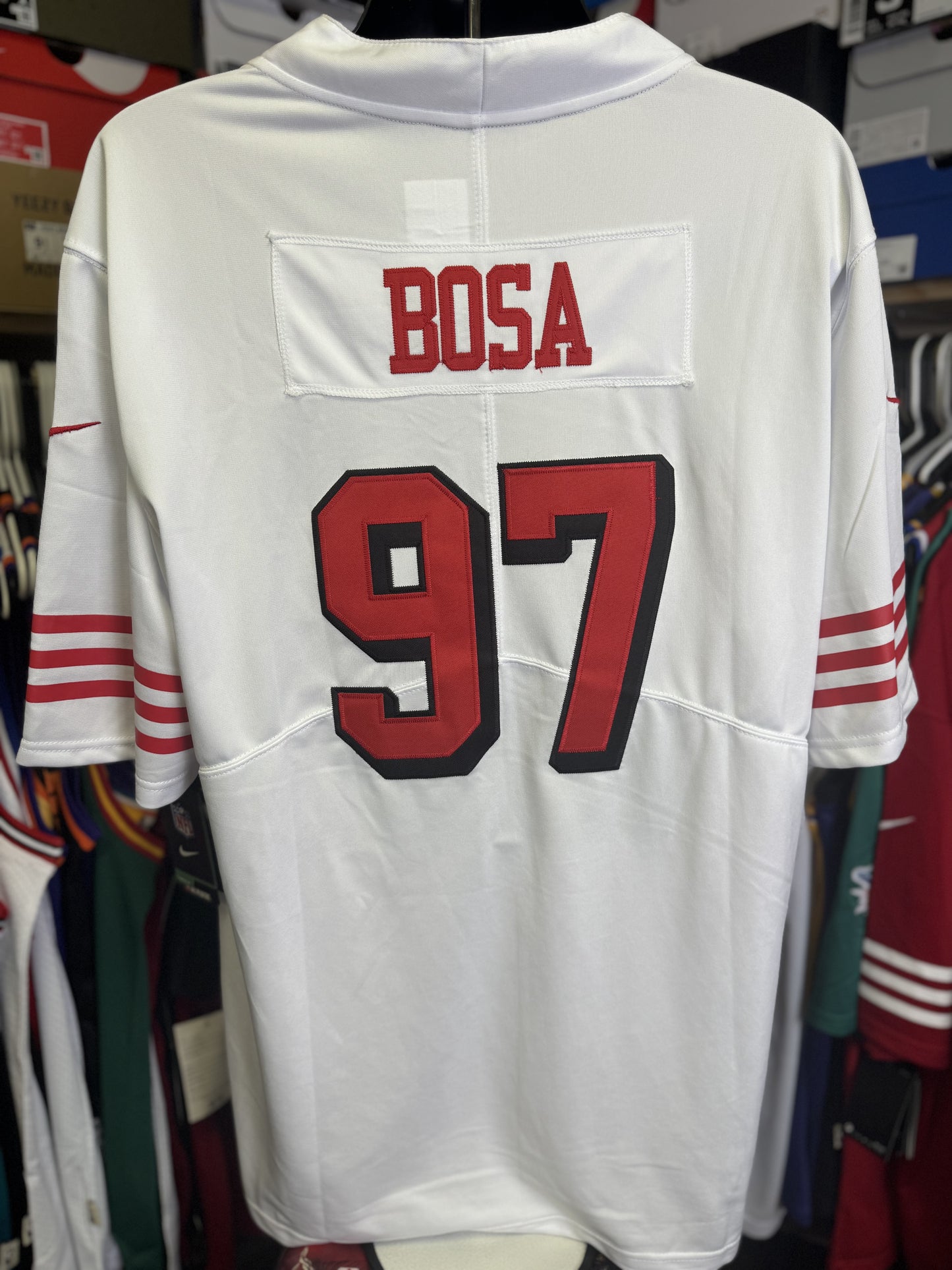 Nick Bosa 49ers White Throwback Jersey