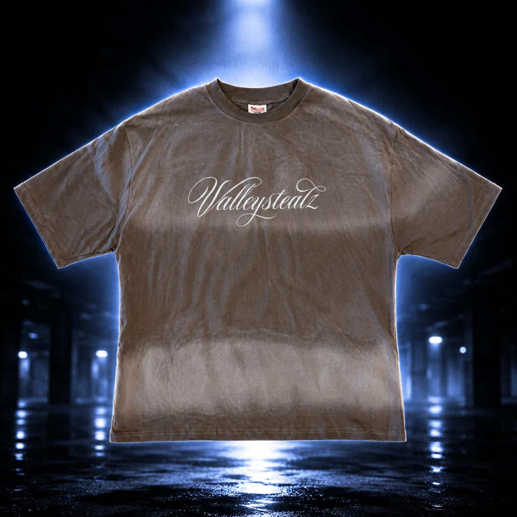 VALLEYSTEALZ Archival Cursive Script Heavyweight Tee