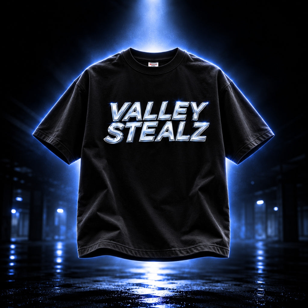 Ice Blue Chrome Bevel Logo Tee